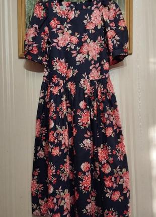 Платье миди  винтаж 80/х  laura ashley  хлопок цветочный принт