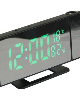 Годинник мережевий проекційний vst 896s-4 (зелений циферблат, температура, usb шнур, будильник, дата)