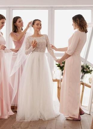 Свадебная фата невесты длинная молочная одноярусная oka nomo (on2023veil-013)