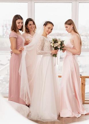 Свадебная фата невесты длинная молочная одноярусная oka nomo (on2023veil-013)