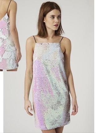 Коктельное вечернее мини платье в пайетки пайетки блестящий topshop