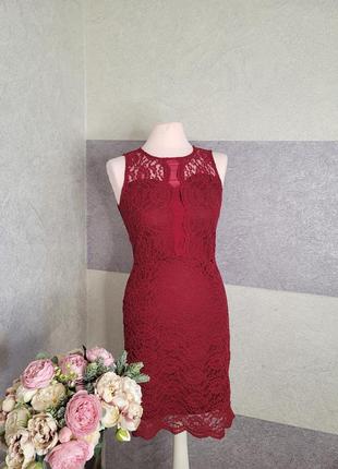 Сукня мереживна ( плаття) колір марсала
