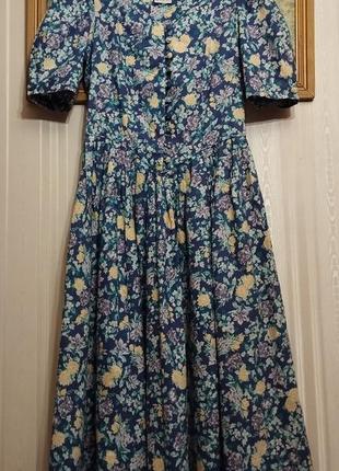 Вінтаж міді плаття laura ashley бавовна квітковий принт