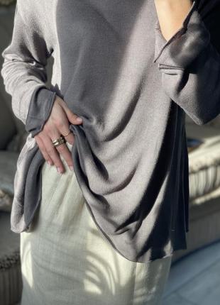 Брендовый базовый льняной лён легкий пуловер свитер джемпер кофта оверсайз нюд4 фото
