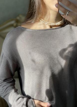 Брендовый базовый льняной лён легкий пуловер свитер джемпер кофта оверсайз нюд5 фото