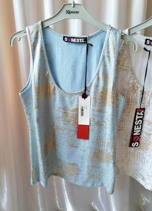 Крута стильна майка туреччина з напиленням срібло та золото якість відмінна розмір  xxs  груди 74 см