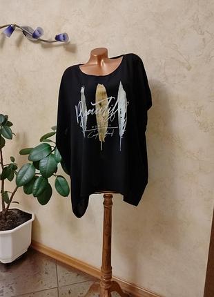 Красивая вискозная футболка блузка батал