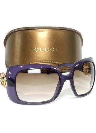 Женские солнцезащитные очки gucci purple frame interlocking gg bamboo sunglasses оригинал