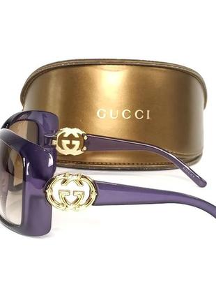 Жіночі сонцезахисні окуляри gucci purple frame interlocking gg bamboo sunglasses оригінал5 фото