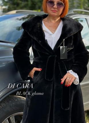 Шуба норковая di cara black glama оригинал крой халат с капюшоном