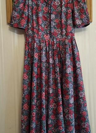 Винтаж миди платье laura ashley хлопок цветочный принт