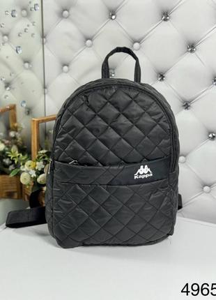 Мужской женский спортивный рюкзак из стеганой плащевки черный4 фото