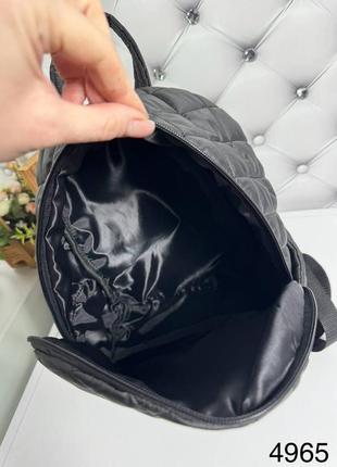 Мужской женский спортивный рюкзак из стеганой плащевки черный7 фото