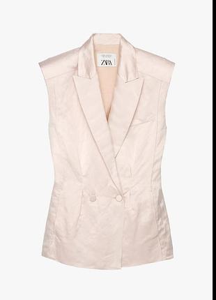 Limited edition zara шикарный оверсайз жилет со льном и дорогущим шёлком