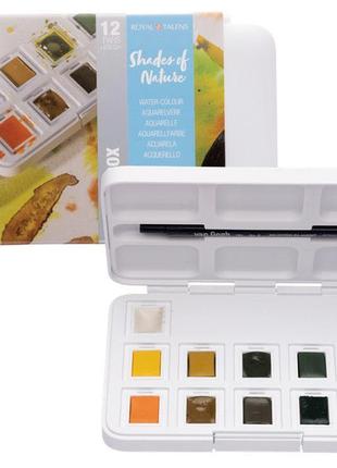 Набір акварельних фарб van gogh pocket box shades of nature 12 кювет + кистьочка royal talens