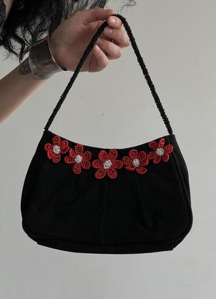 Красная сумочка с бисером, сумочка шт