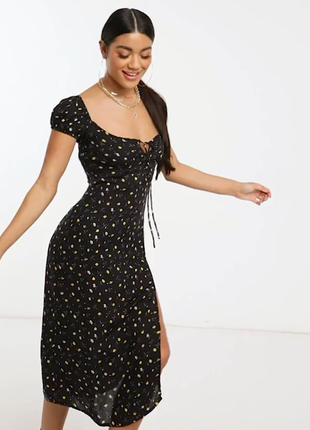 Розпродаж сукня motel міді натуральна asos з зав'язкою на грудях і розрізом6 фото