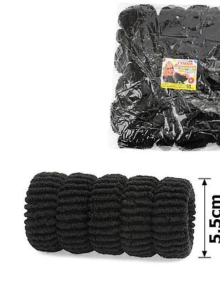 Гумка для волосся чорна махрова 5.5 cm 50 шт