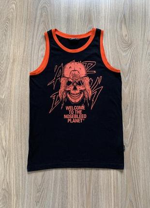 Мужская скейтерская хлопковая майка с принтом черепа cropp regular fit