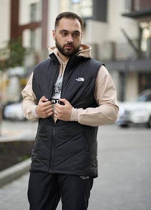 Чоловіча чорна жилетка the north face весна-осінь, стильна демісезонна безрукавка норт фейс чорна плащівка