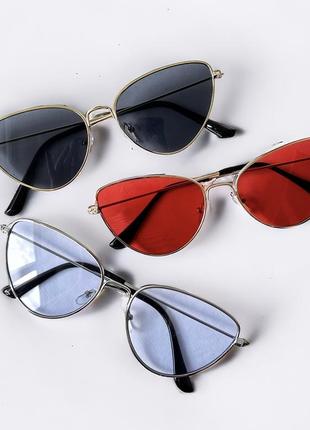 Сонцезахисні окуляри котяче око, у металевій оправі4 фото