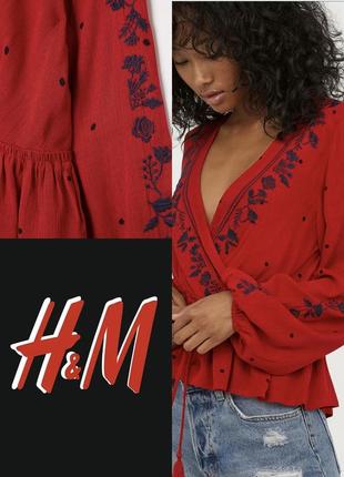 Красивая нарядная блуза с вышивкой divided by h&m этикетка