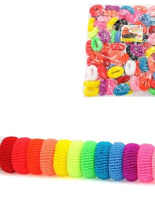 Гумка для волосся калуш  махрова 4 см яскраві кольори 80 шт