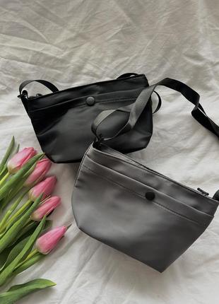 Нейлонові сумки кросбоді сіра чорна1 фото