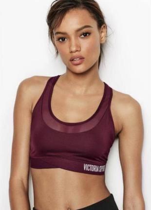 Бордовый спортивный топ с сетчатыми вставками от victoria sport топик майка бюстгальтер