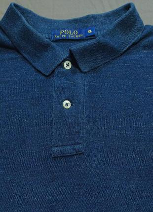 Плечі 53 см polo ralph lauren  поло сіросинього кольору довгий рукав великий розмір size xl