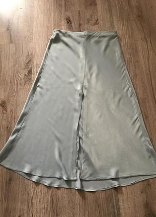 Юбка юбка юбка zara сатиновая шелковая атласная шифоновая с разрезом макси длинная меди на резинке резинке