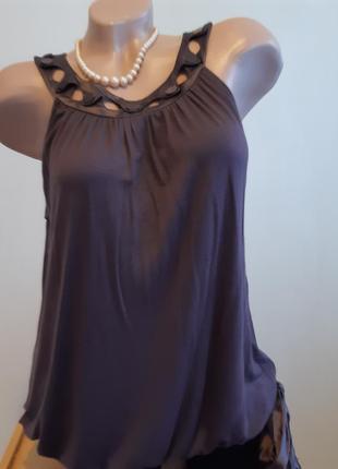 Вискозная блуза майка с бантом из шелка на бедрах