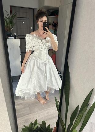 Весільна сукня вінтаж плаття ретро біла сукня шлейф