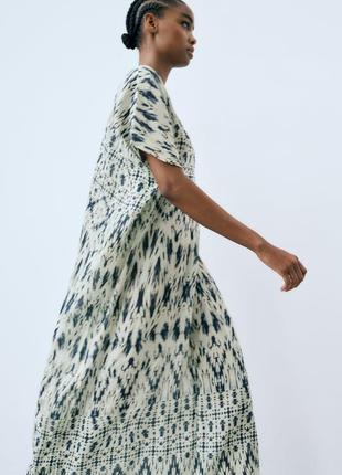 Різнокольорова сукня-туніка з принтом zara ramie xl3 фото