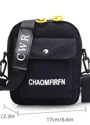 Женская маленькая сумка-мессенджер chaomfirfn чёрная6 фото