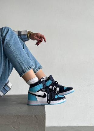 Кроссовки nike air jordan 1 retro high petent blue