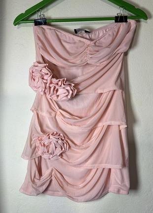 Персиковое нежное платье4 фото