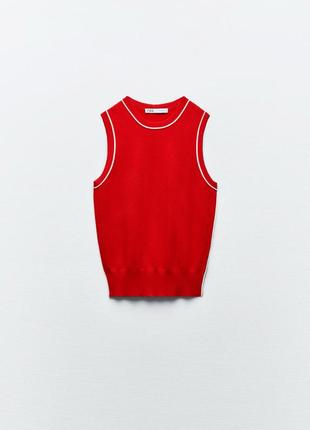 Новий червоний топ zara з контрастною лінією