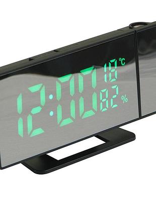 Годинник мережевий проекційний vst 896s-4 (зелений циферблат, температура, usb шнур, будильник, дата)