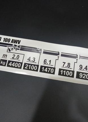 Наклейки на техніку кран хіаб hiab маніпулятор 100 табличка вантажопідійманості