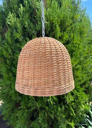 Плетеная люстра круглая из лозы