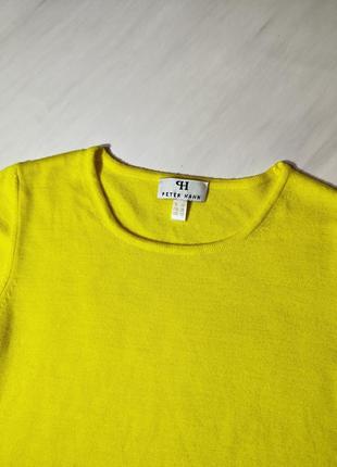 Peter hahn премиум бренд насыщенный желтисвитер с коротким рукавом из 100% шерсти4 фото