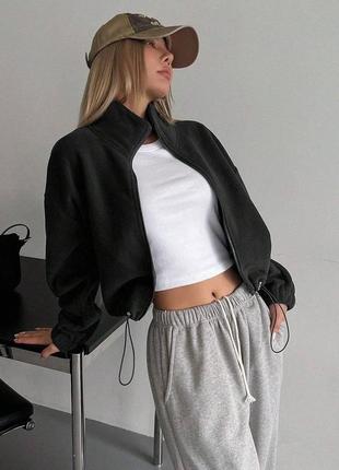 Жіночий чорний бомбер на блискавці🩶