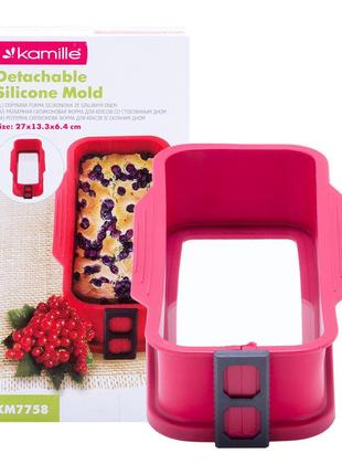 Форма силіконова прямокутна 26*11*6 см зі скляним дном kamille km-7758