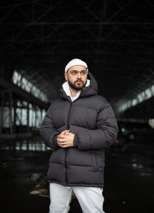 Зимний пуховик "heat" серый
