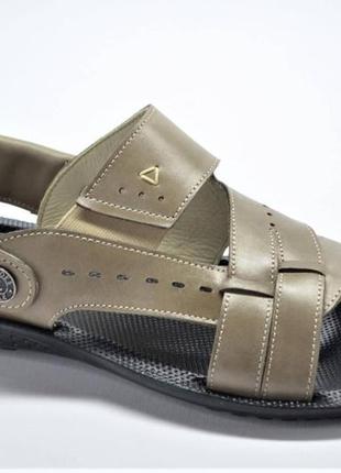 Чоловіча шкіряна сандалія оливкові l-style 4026249