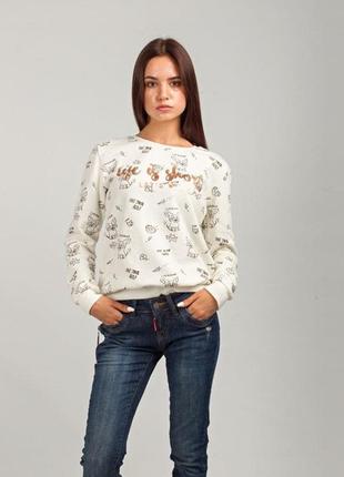 Кофта olika mh802 белая с рисунками