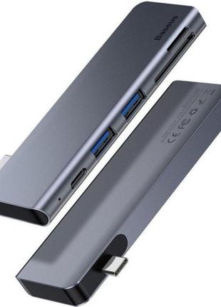 Адаптер, переходник, кабель usb-хаб hub usb c  baseus(cahub-k0g) harmonica 5 in 1 black