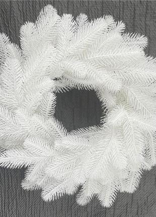 Вінок новорічний різдвяний lux з литої хвої d-50 см білий2 фото