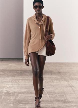 Zara базовый свитер из тонкого трикотажа с шарфом